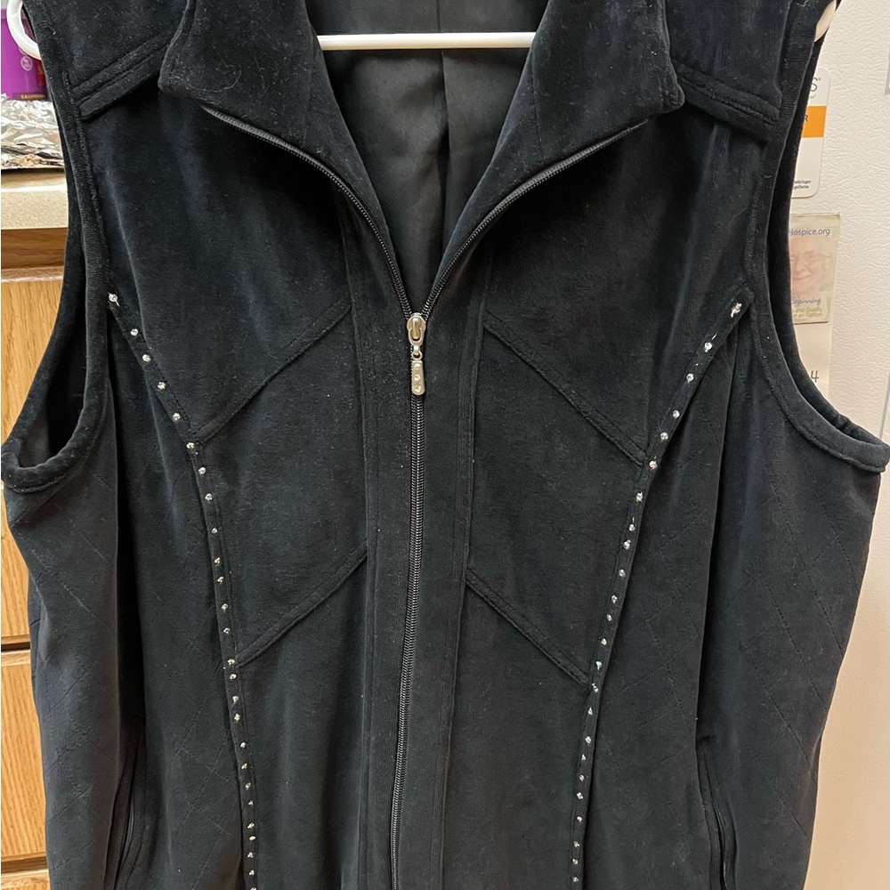 Quacker Factory Black Sleeveless Vest with Stud Accents
